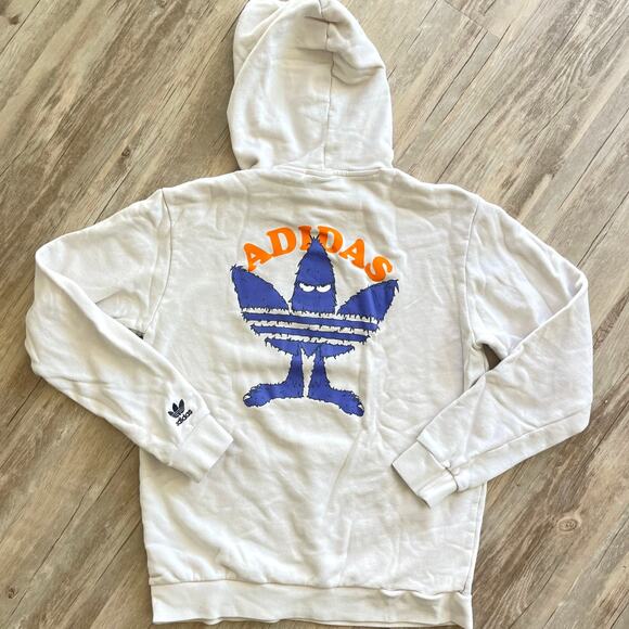 Adidas Men Originals Graphic Fun Terry Hoodie Medium Wonder Ivory Purple Orange - Picture 5 of 12
